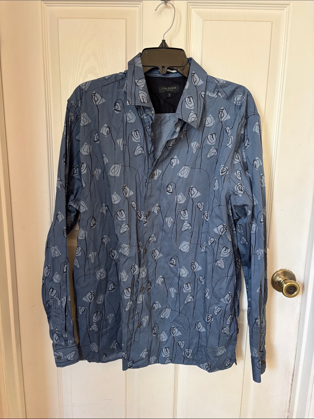 Ted Baker Blue Floral-Print Lightweight Shirt Jacket